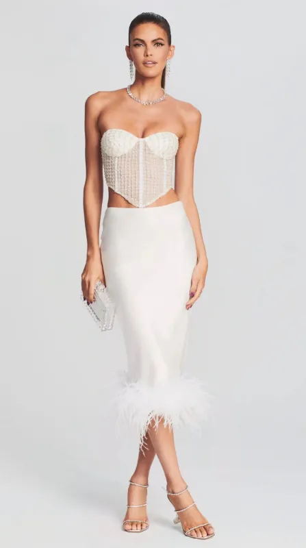 Retrofete - Paula Feather Skirt - White sold by Jessie Boutique