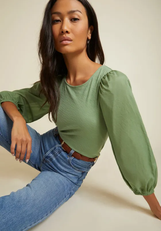 Nation LTD - Shalom Tie Back Combo Tee - Clover sold by Jessie Boutique