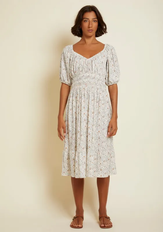 Nation LTD - Fabia Shirred Midi Dress - Meadow sold by Jessie Boutique