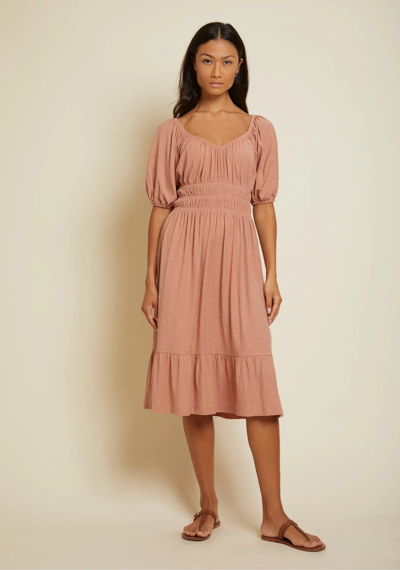 Nation LTD - Fabia Shirred Midi Dress - Bisou sold by Jessie Boutique
