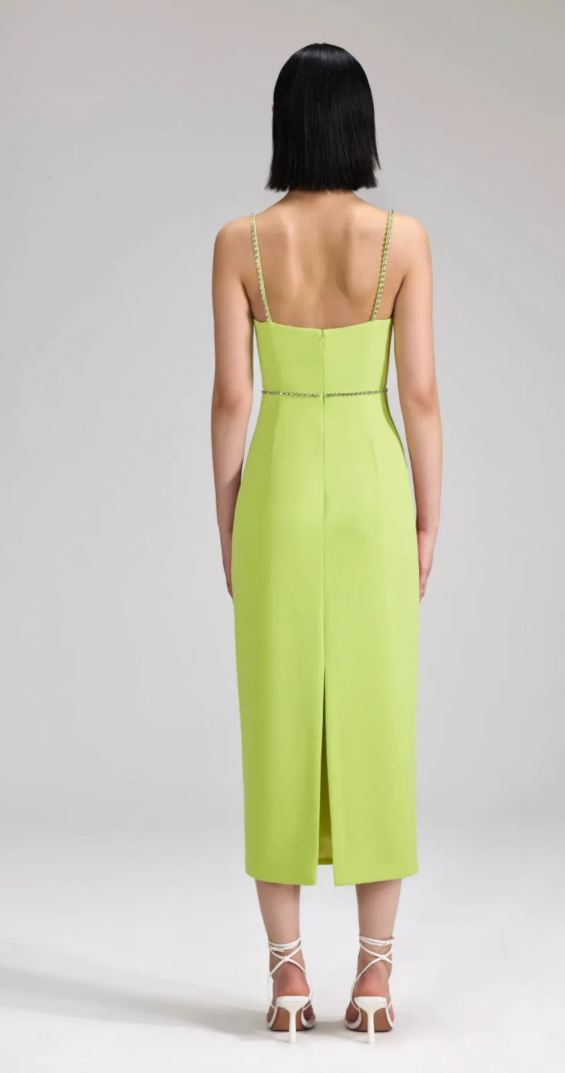Self-Portrait - Lime Crepe Bow Midi Dress - Green sold by Jessie Boutique product image thumbnail 3