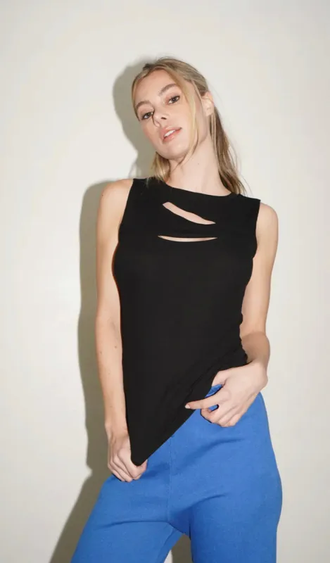 LNA - Luno Ribbed Top - Black sold by Jessie Boutique