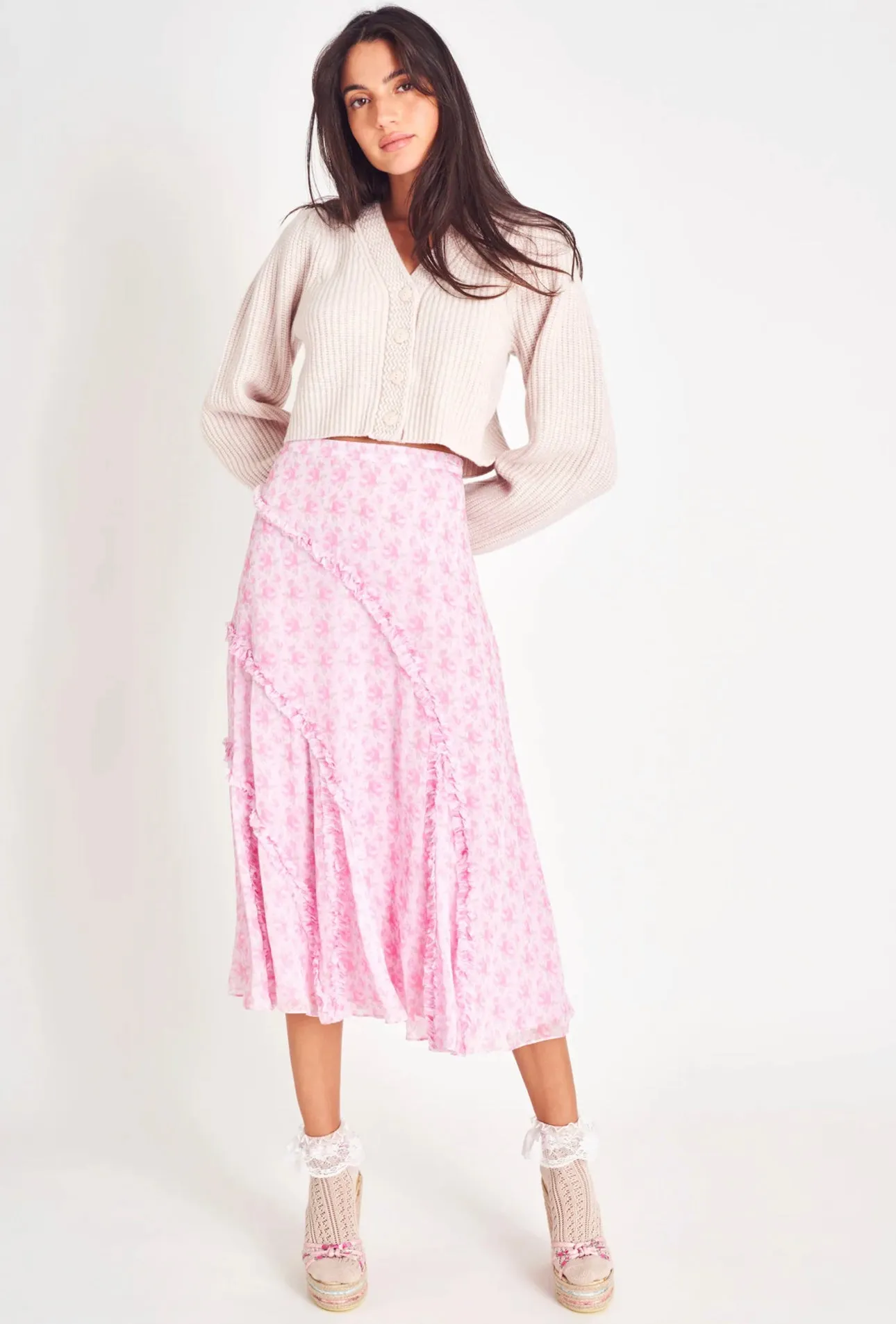 Loveshackfancy - Porscha Midi Skirt - Rose Patch sold by Jessie Boutique