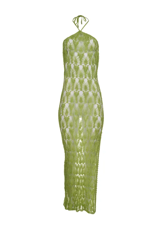 Ser.o.ya - Ponce Crochet Halter Dress - Lime sold by Jessie Boutique