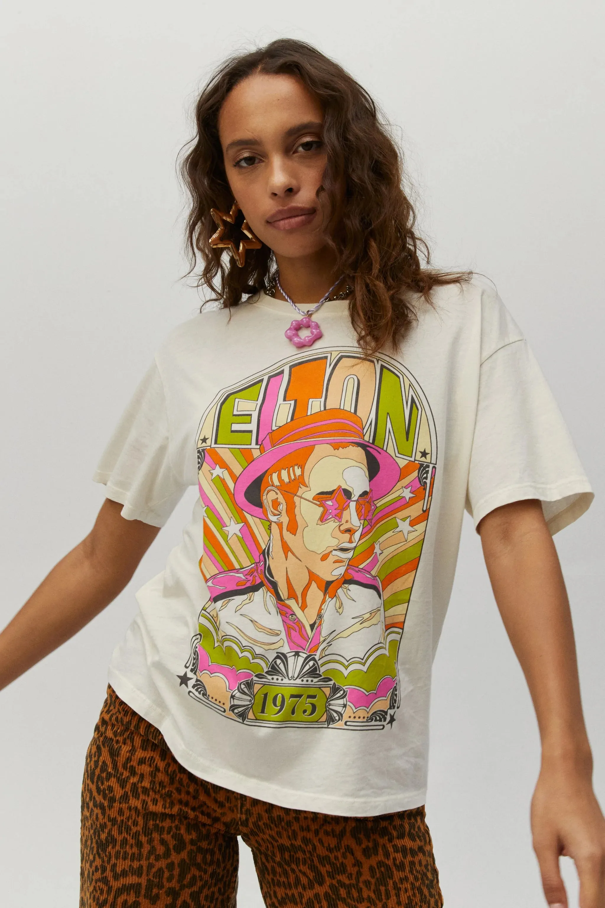 Daydreamer - Elton John 1975 Boyfriend Tee - Stone Vintage sold by Jessie Boutique product image thumbnail 3