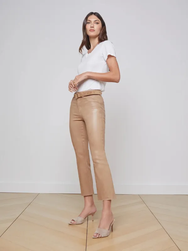 L’agence - Kendra Crop Flare - Cappuccino Coated sold by Jessie Boutique