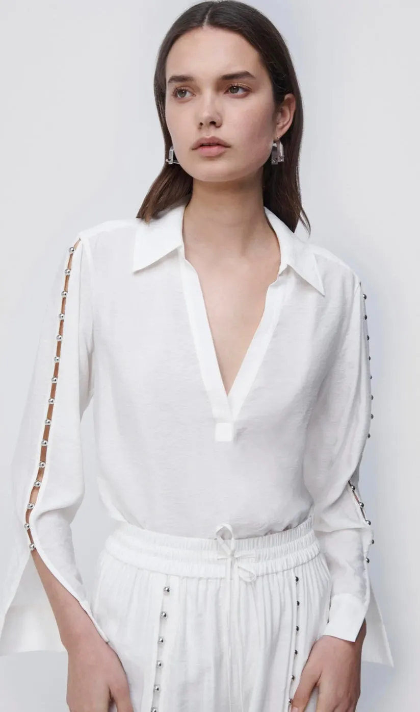 Jonathan Simkhai - Stormy Beaded Coverup Top - Ivory sold by Jessie Boutique