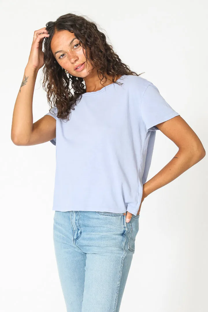 Perfectwhitetee - Harley Boxy Crew - Periwinkle sold by Jessie Boutique