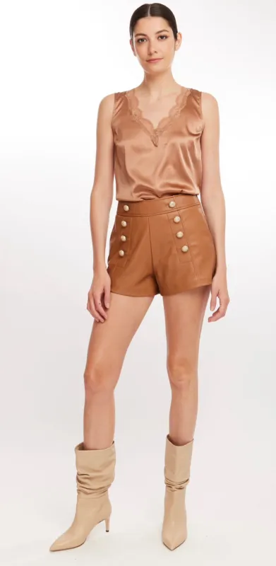 Generation Love - Lambert Vegan Leather Short - Chocolate sold by Jessie Boutique