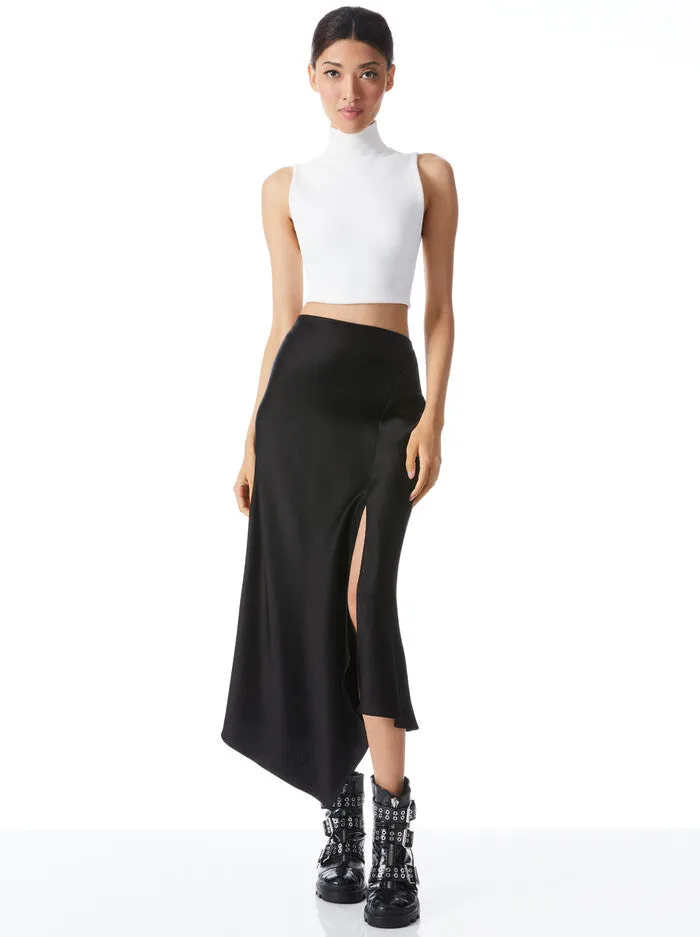 Alice + Olivia - Harmony Drapey Asymmetrical Midi Skirt - Black sold by Jessie Boutique