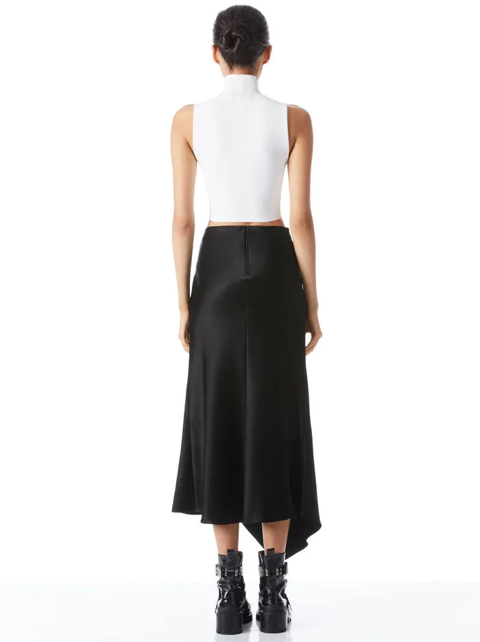 Alice + Olivia - Harmony Drapey Asymmetrical Midi Skirt - Black sold by Jessie Boutique product image thumbnail 2