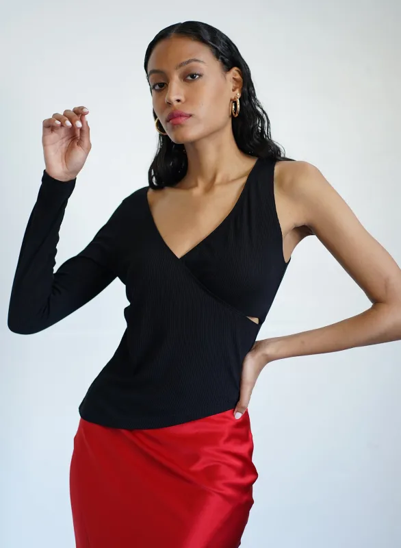 LNA - Alira Ribbed One Shoulder Top - Black sold by Jessie Boutique