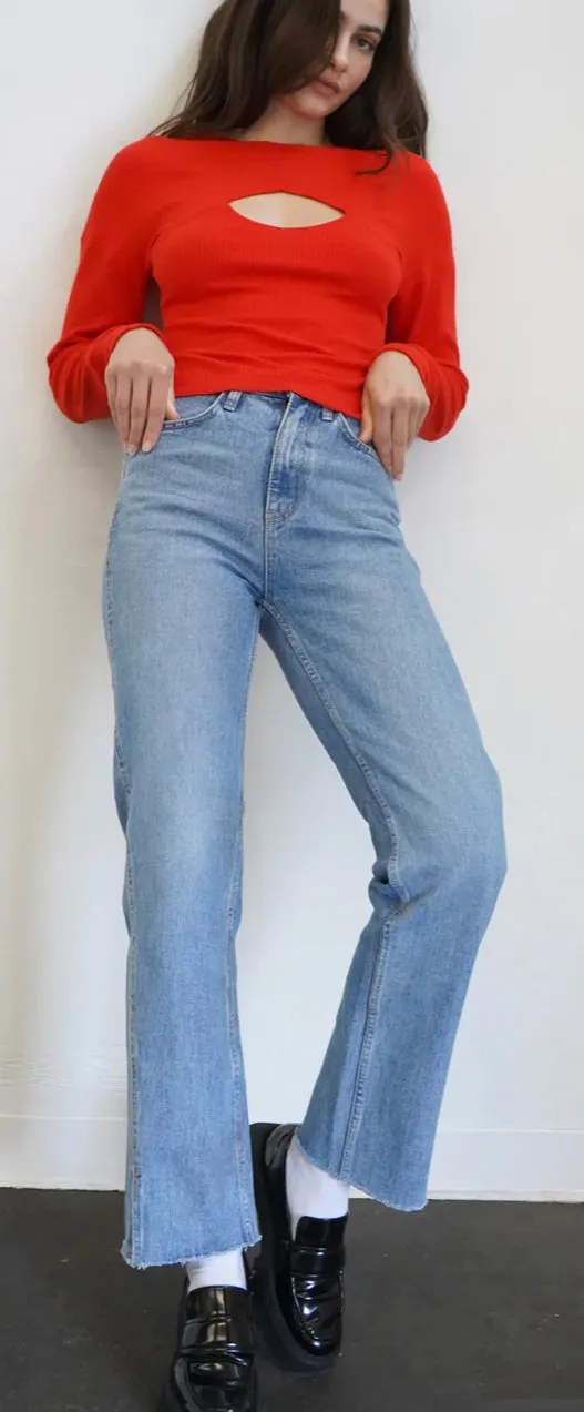 LNA - Cori Sweater Rib Top - Tomato sold by Jessie Boutique product image thumbnail 2