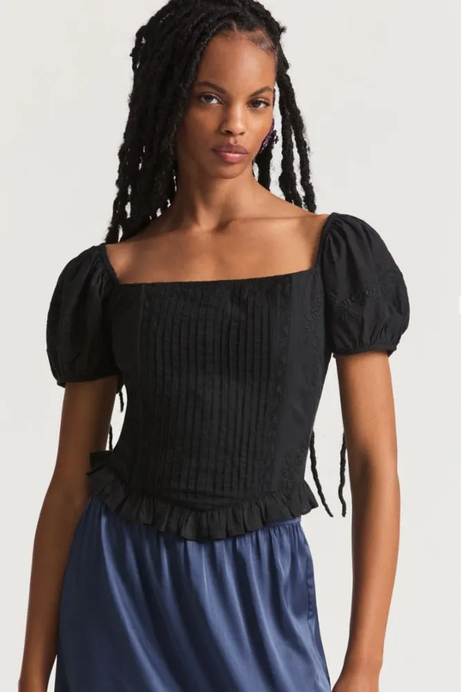 Loveshackfancy - Breonna Top - Black sold by Jessie Boutique