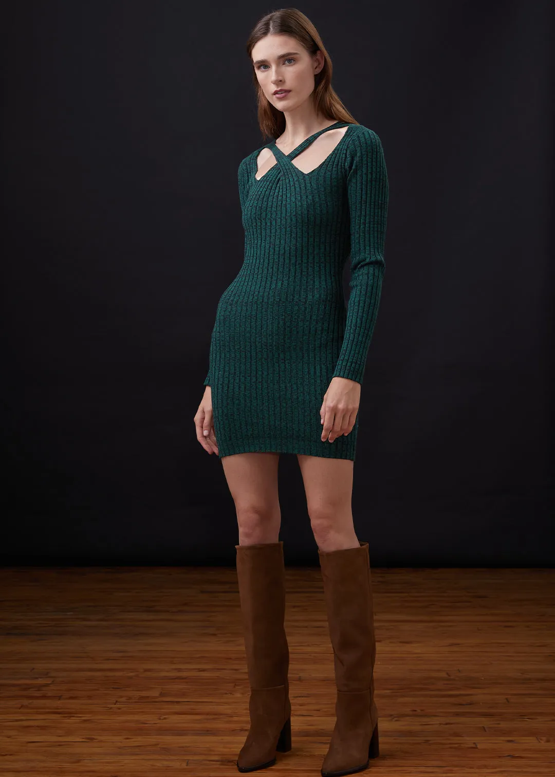 Monrow - Cosmo Rib Sweater Dress - Deep Forest sold by Jessie Boutique product image thumbnail 2