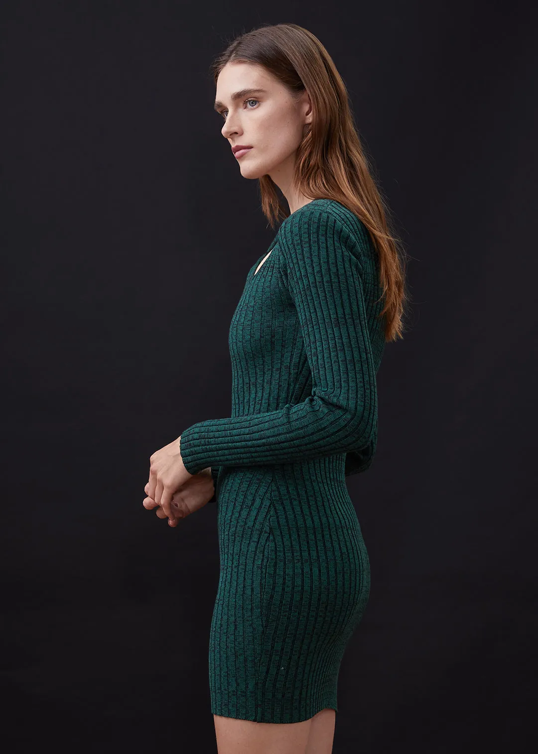 Monrow - Cosmo Rib Sweater Dress - Deep Forest sold by Jessie Boutique product image thumbnail 4