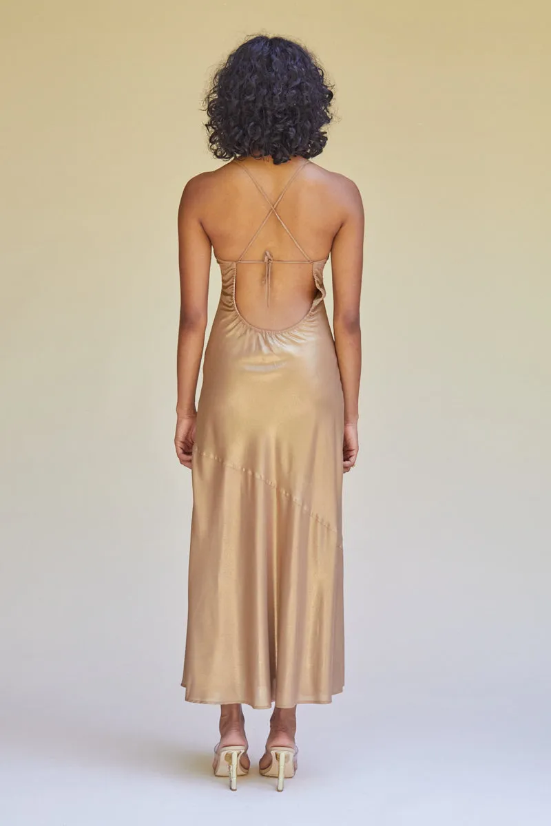 Suboo - Piper Key Hole Slip Dress W Gold Detailing - Bronze sold by Jessie Boutique product image thumbnail 2