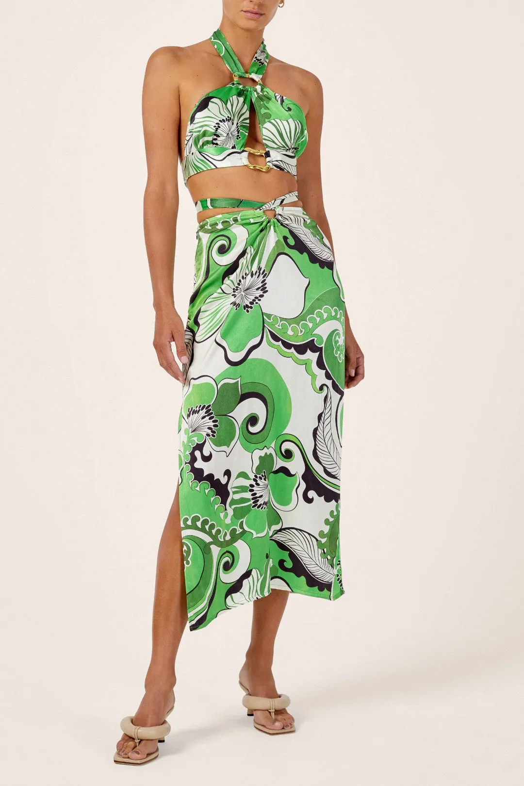 Cin Cin - Haven Tie Detail Skirt - Fern sold by Jessie Boutique