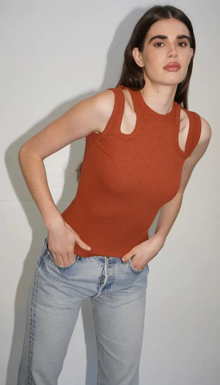 LNA - Cosette Rub Tank - Cinnabar sold by Jessie Boutique