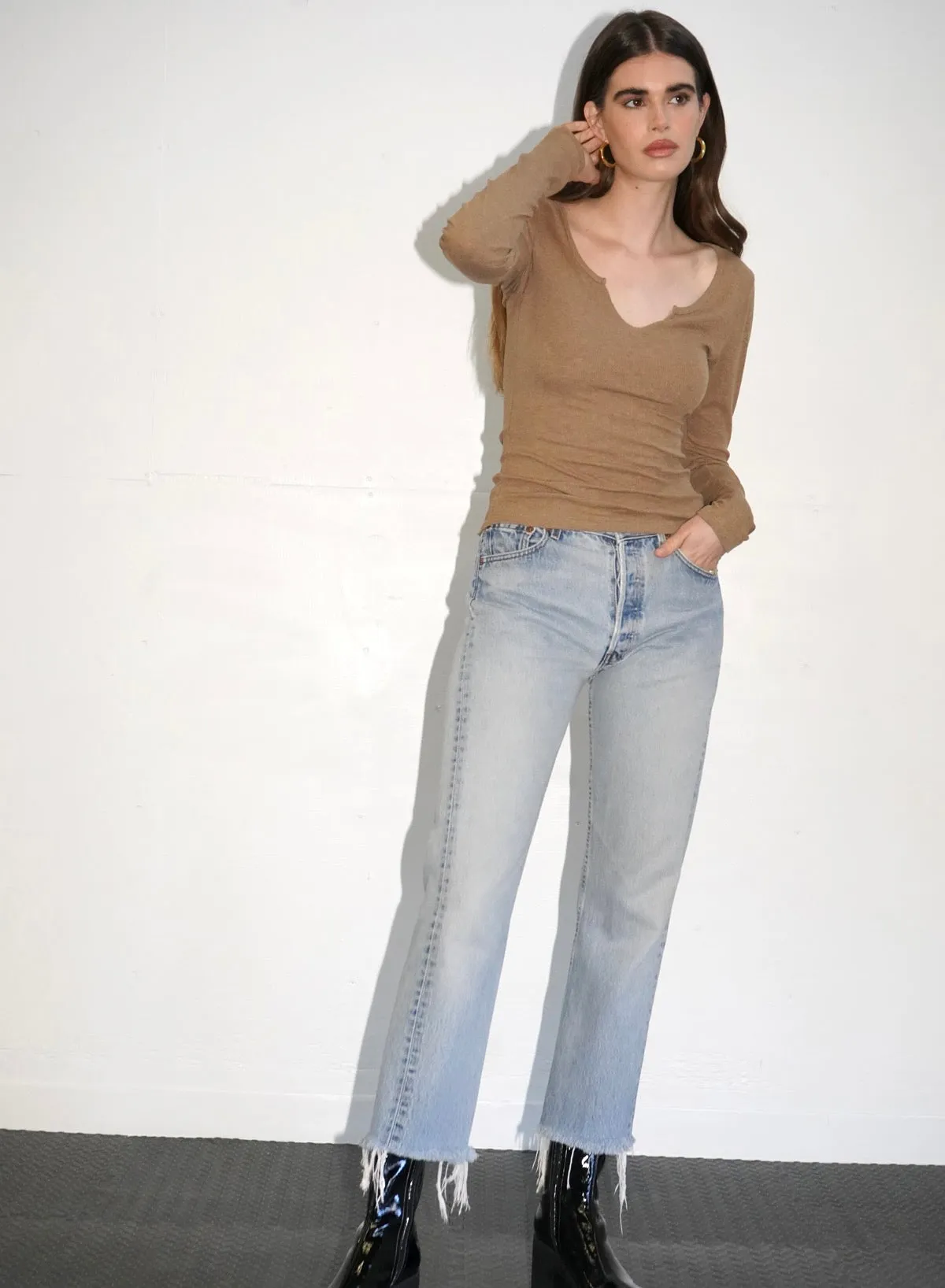 LNA - Emory Notch Long Sleeve - Autumnal Brown sold by Jessie Boutique product image thumbnail 3