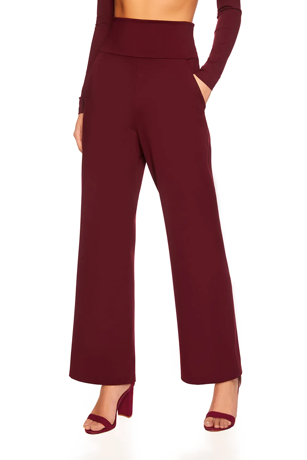 Susana Monaco - High Waisted Wide Leg Pant - Port sold by Jessie Boutique product image thumbnail 3