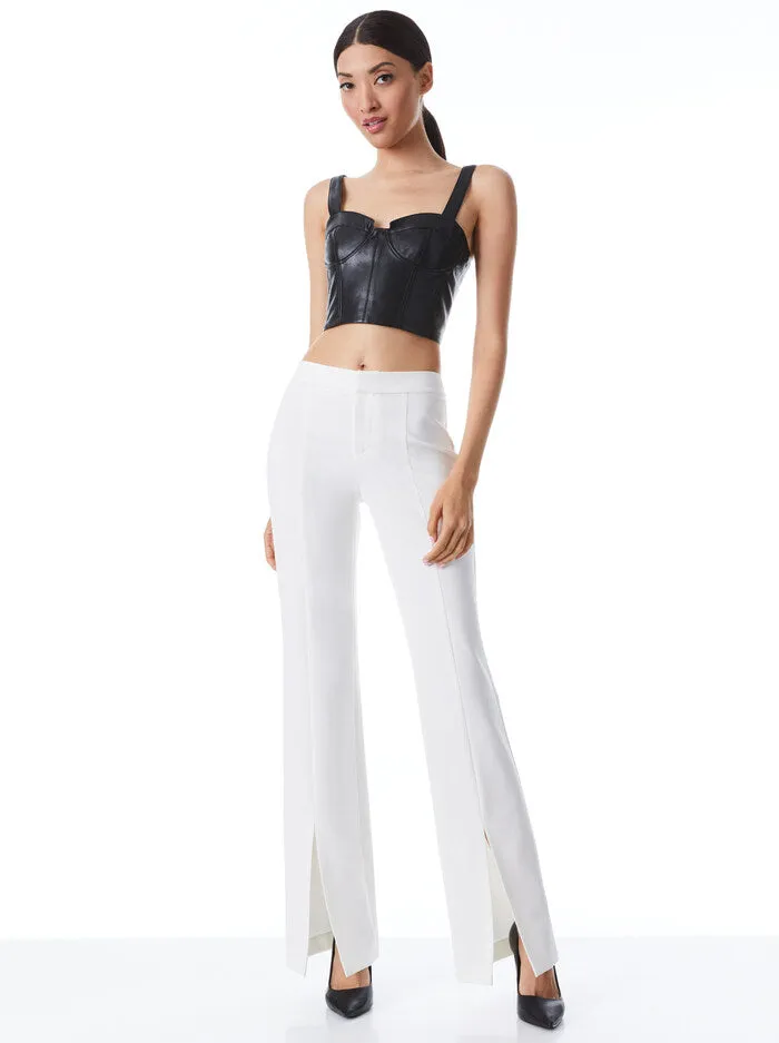 Alice + Olivia - Walker Slim Front Slit Pants - Off White sold by Jessie Boutique