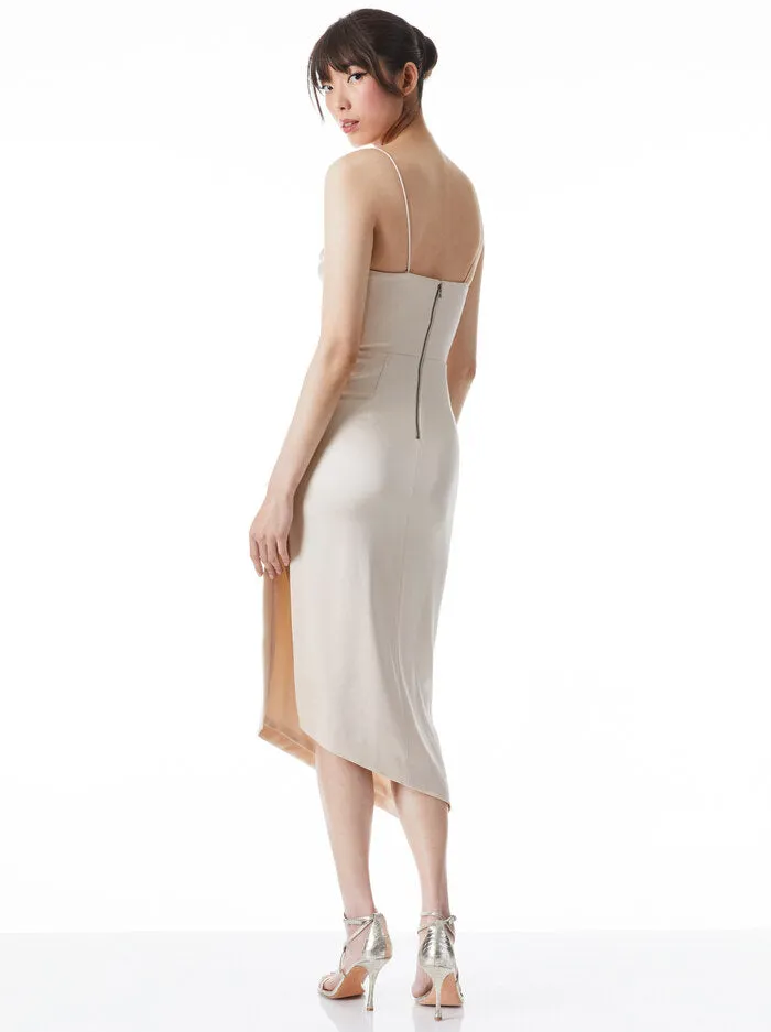 Alice + Olivia - Kiyoko Cowl Neck Bustier Midi Dress - Champagne sold by Jessie Boutique product image thumbnail 2