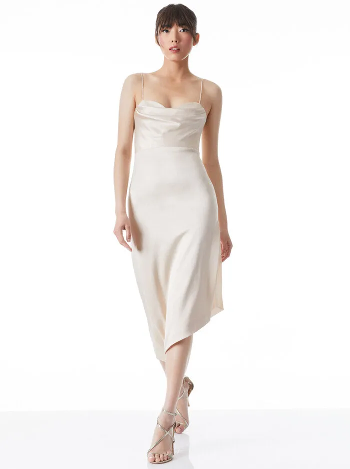 Alice + Olivia - Kiyoko Cowl Neck Bustier Midi Dress - Champagne sold by Jessie Boutique product image thumbnail 3