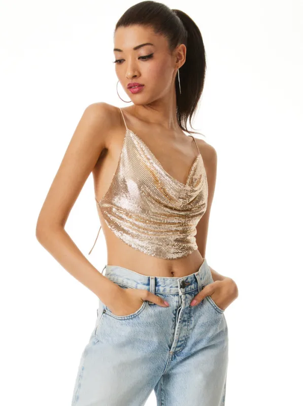 Alice + Olivia - Sheena Drapey Slip Tank - Pale Gold made by Alice + Olivia