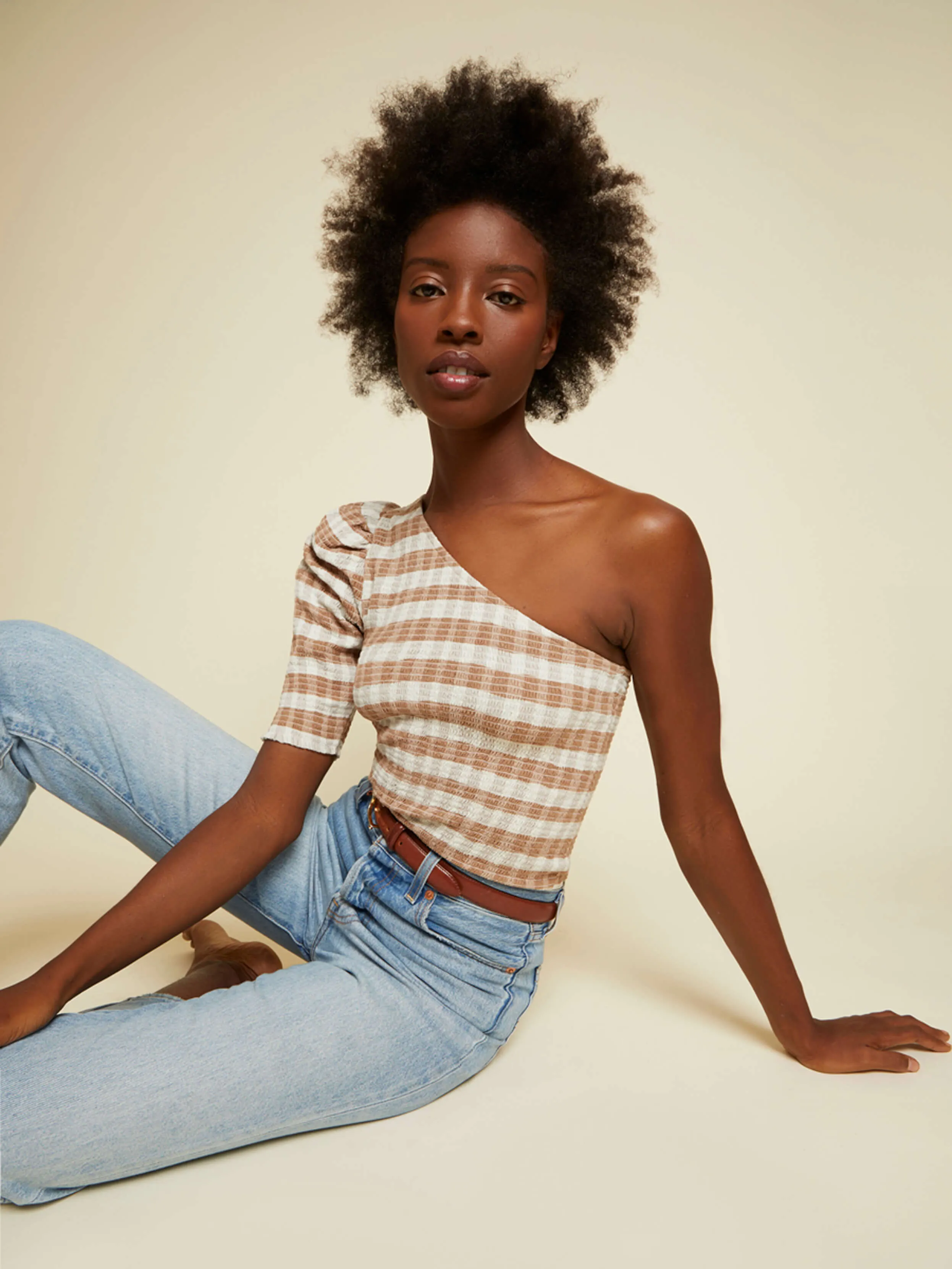 Nation LTD - Kirstie Smocked One Shoulder - Picnic sold by Jessie Boutique