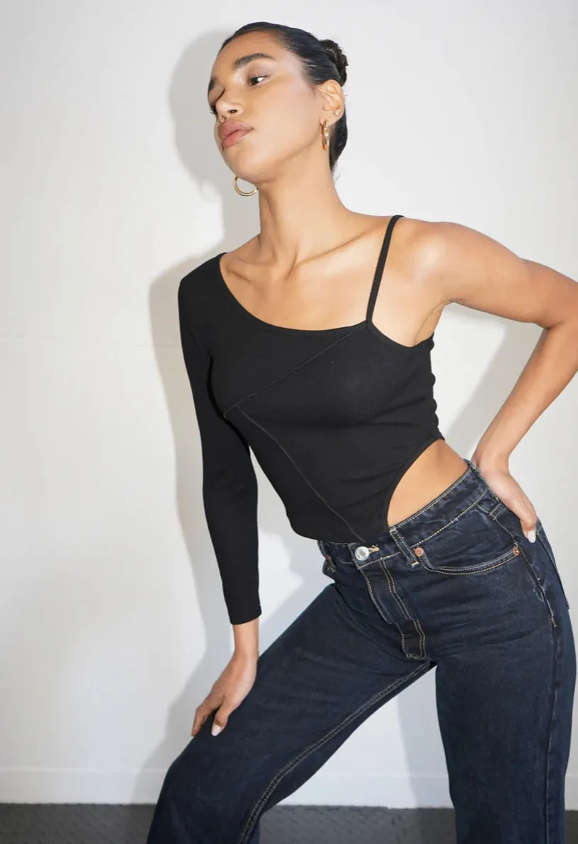 LNA - Aya Rib Shoulder - Black sold by Jessie Boutique