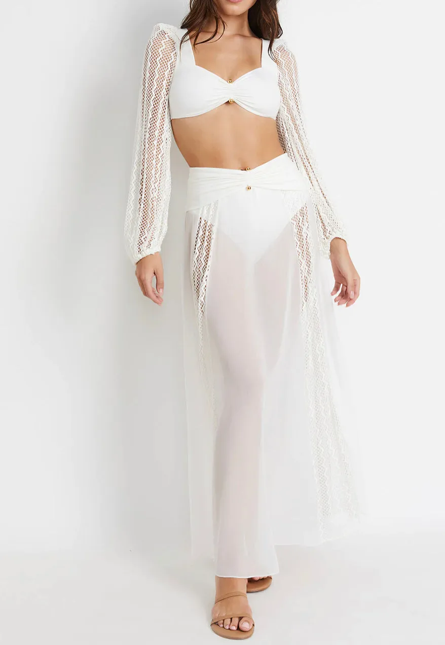 Patbo - Lace Sleeve Lycra Top - White sold by Jessie Boutique product image thumbnail 2