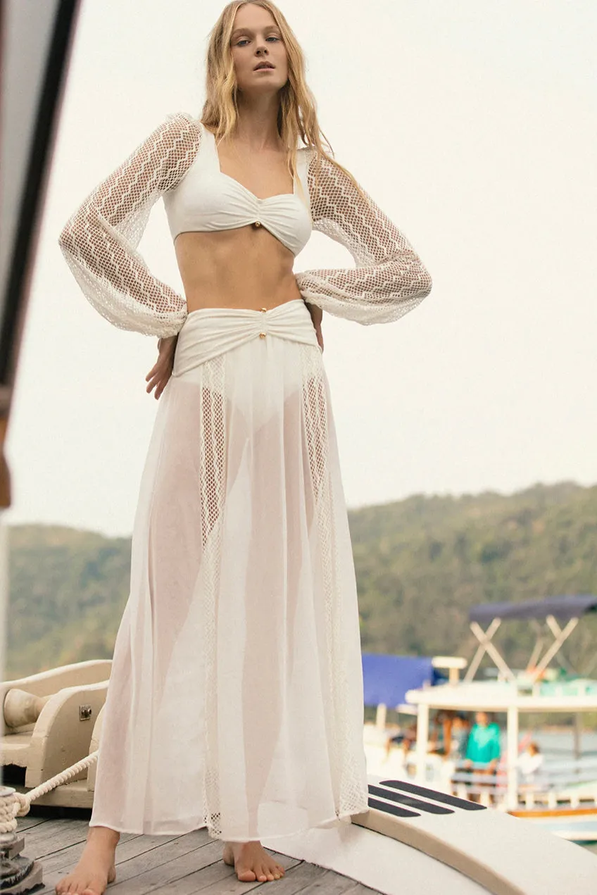 Patbo - Lace Sleeve Lycra Top - White sold by Jessie Boutique product image thumbnail 4