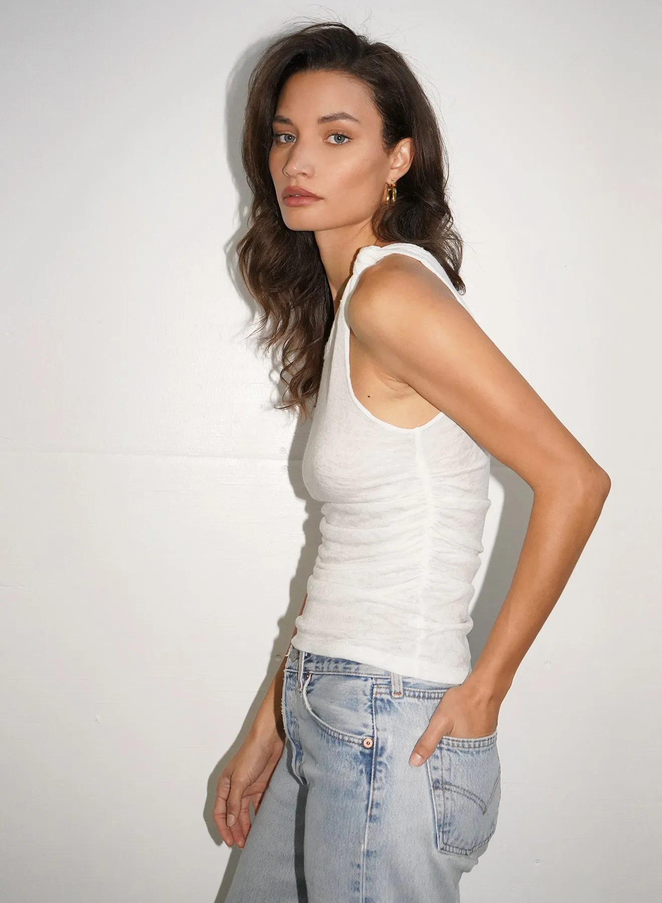 LNA - Roma Knot Tank - White sold by Jessie Boutique product image thumbnail 3