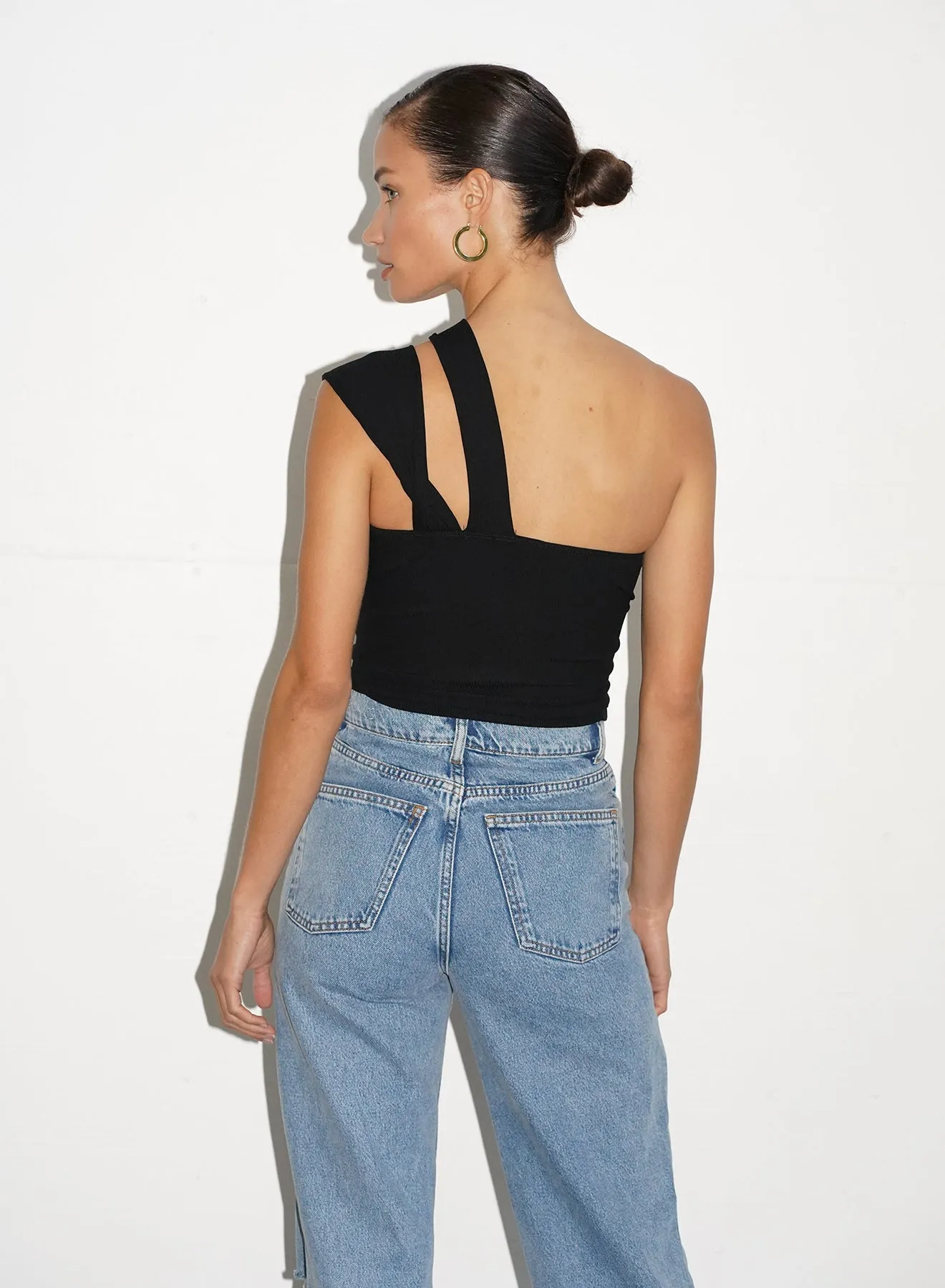 LNA - Amee Rib One Shoulder Top - Black sold by Jessie Boutique product image thumbnail 3