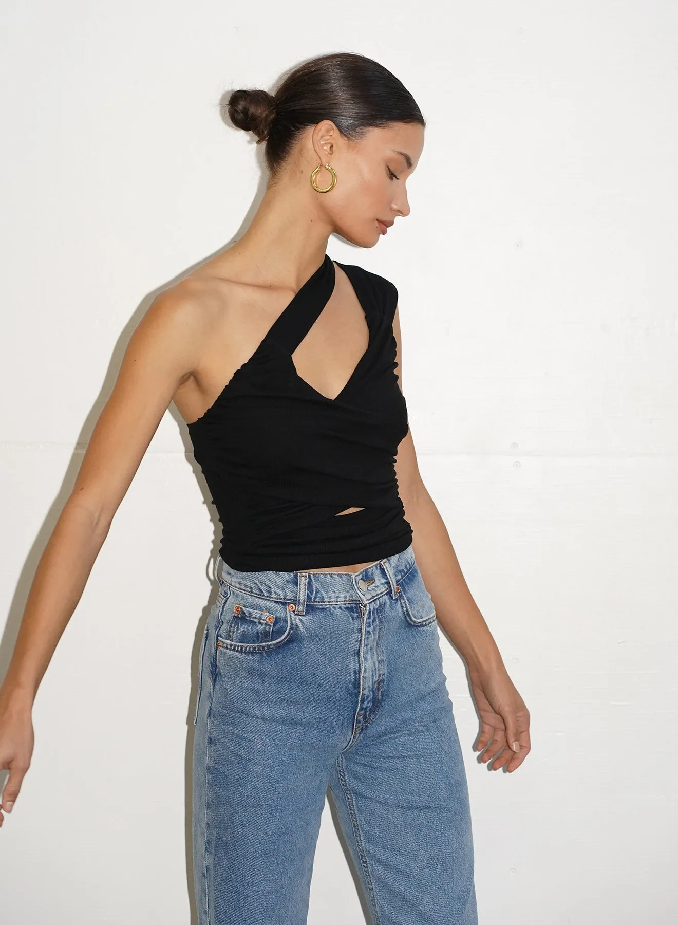 LNA - Amee Rib One Shoulder Top - Black sold by Jessie Boutique product image thumbnail 2