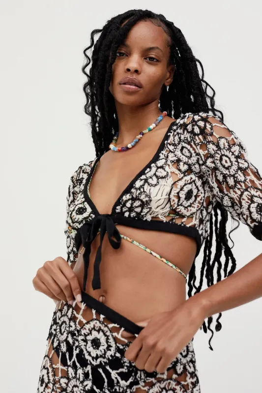 For Love & Lemons - Sofia Crop Top - Black sold by Jessie Boutique