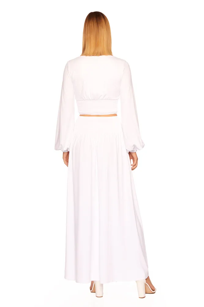 Susana Monaco - Smocked Crop V Neck - Sugar sold by Jessie Boutique product image thumbnail 3