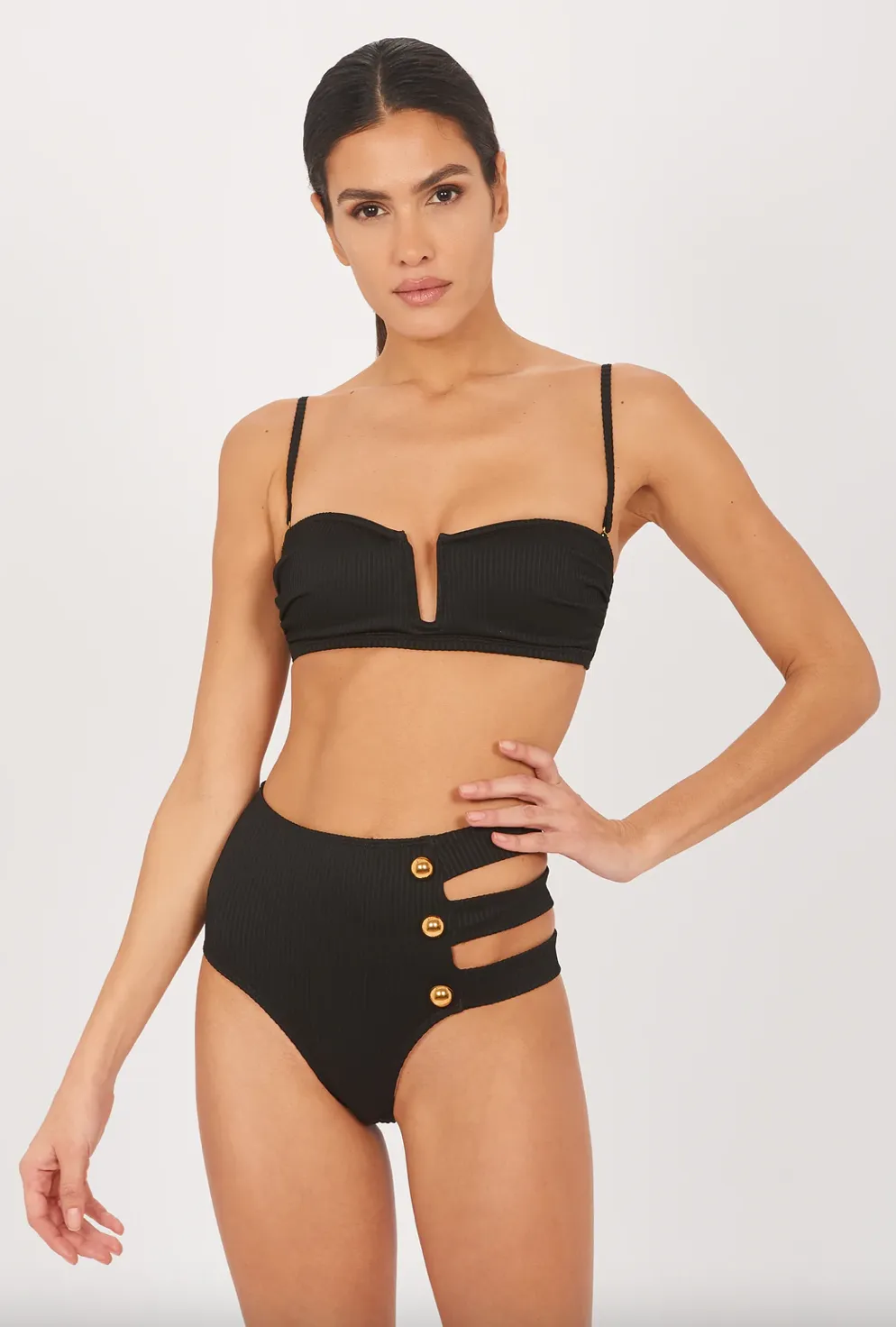ALEXANDRA MIRO JENNA BIKINI TOP, BLACK RIB sold by Jessie Boutique product image thumbnail 3
