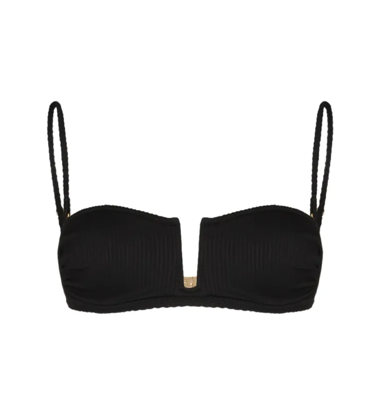 ALEXANDRA MIRO JENNA BIKINI TOP, BLACK RIB made by Jessie Boutique