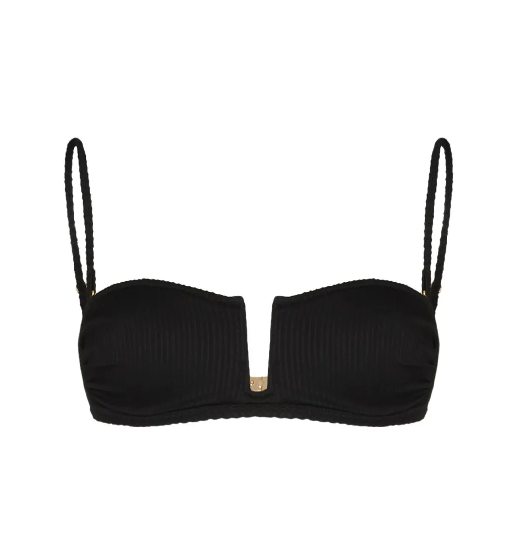 ALEXANDRA MIRO JENNA BIKINI TOP, BLACK RIB sold by Jessie Boutique