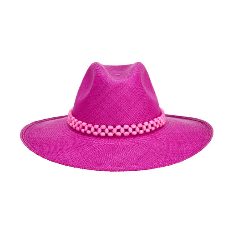 Artesano - Classico E Wide Brim 4” - Peoni/French Rose/Pink Tagua Beads sold by Jessie Boutique