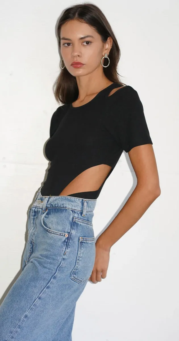 LNA - Teather Bodysuit - Black sold by Jessie Boutique