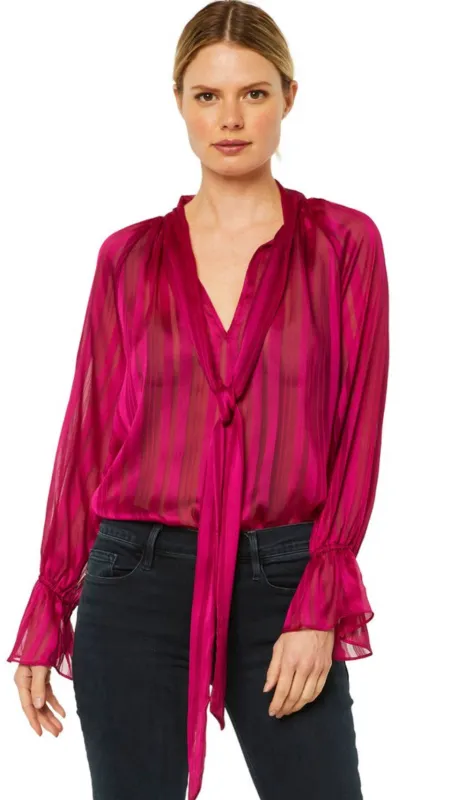 Misa - Gracie Top - Solid Stripe Fuschia sold by Jessie Boutique