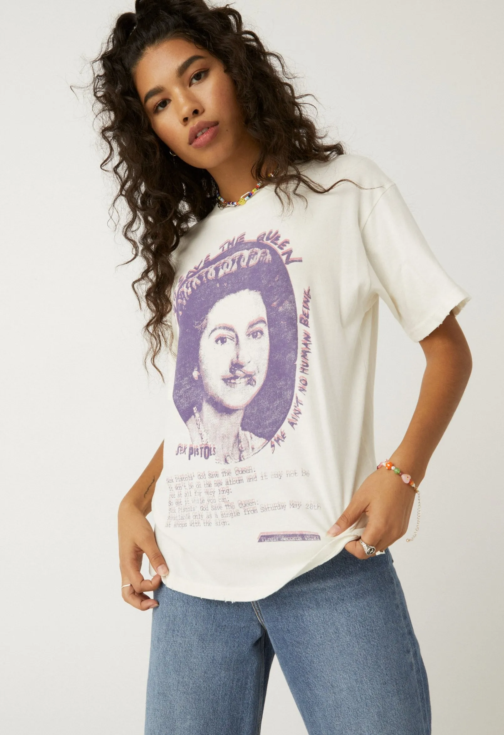 Daydreamer - Sex Pistols Save The Queen Weekend Tee - Vintage White sold by Jessie Boutique