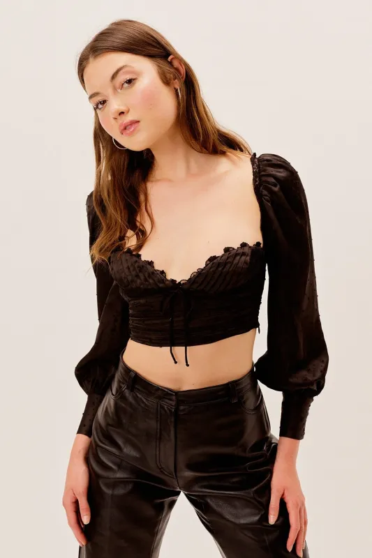 For Love & Lemons - Liz Crop Top - Black made by For Love And Lemons