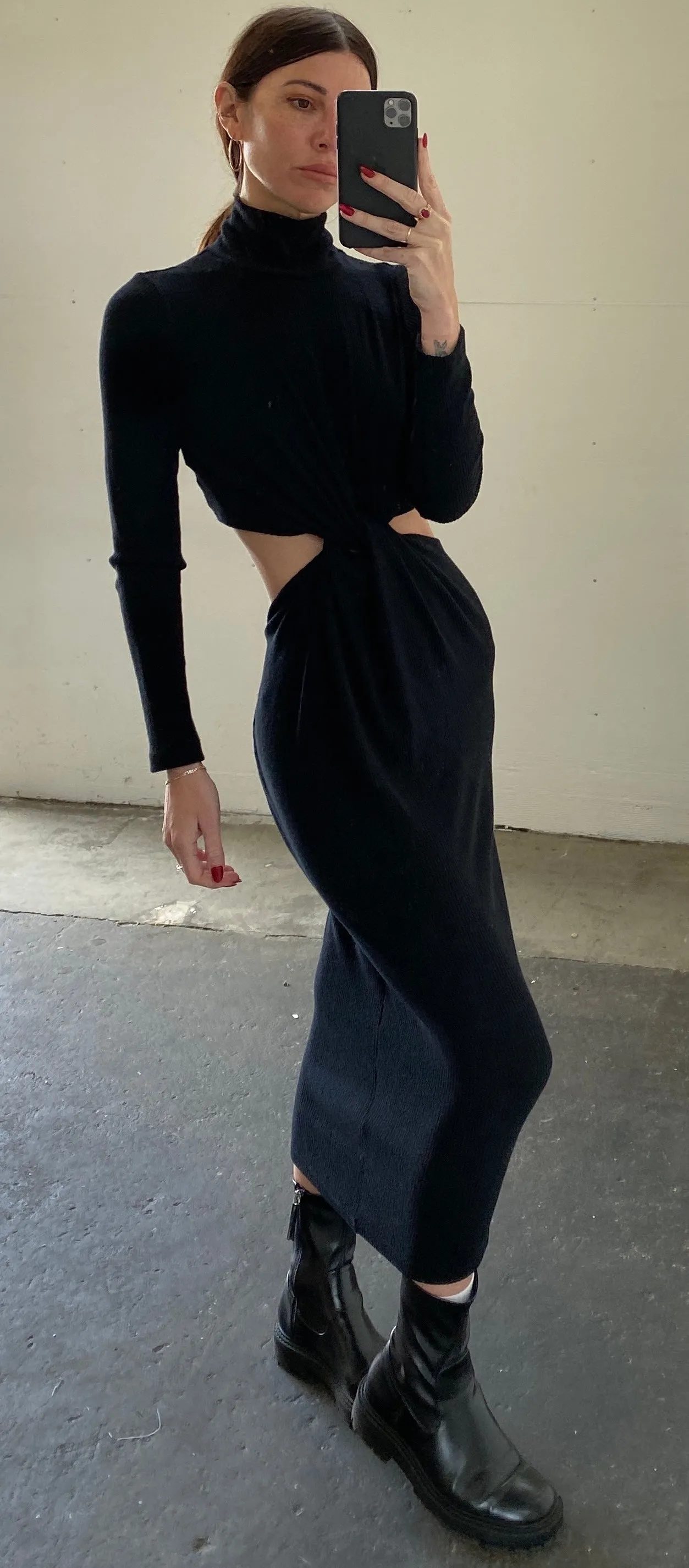 LNA - L/S Neo Sweater Rib Dress - Black sold by Jessie Boutique