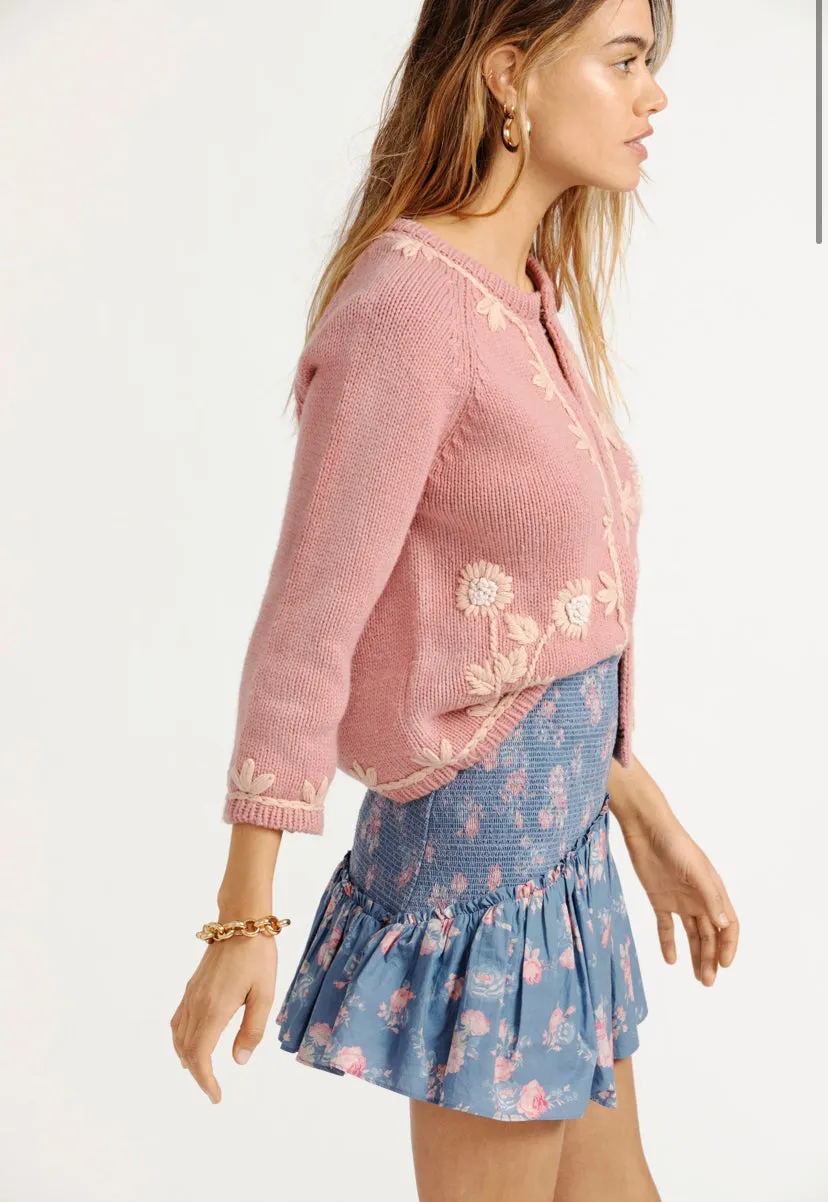 Loveshackfancy - Anguilla Mini Skirt - Faded Denim sold by Jessie Boutique product image thumbnail 2