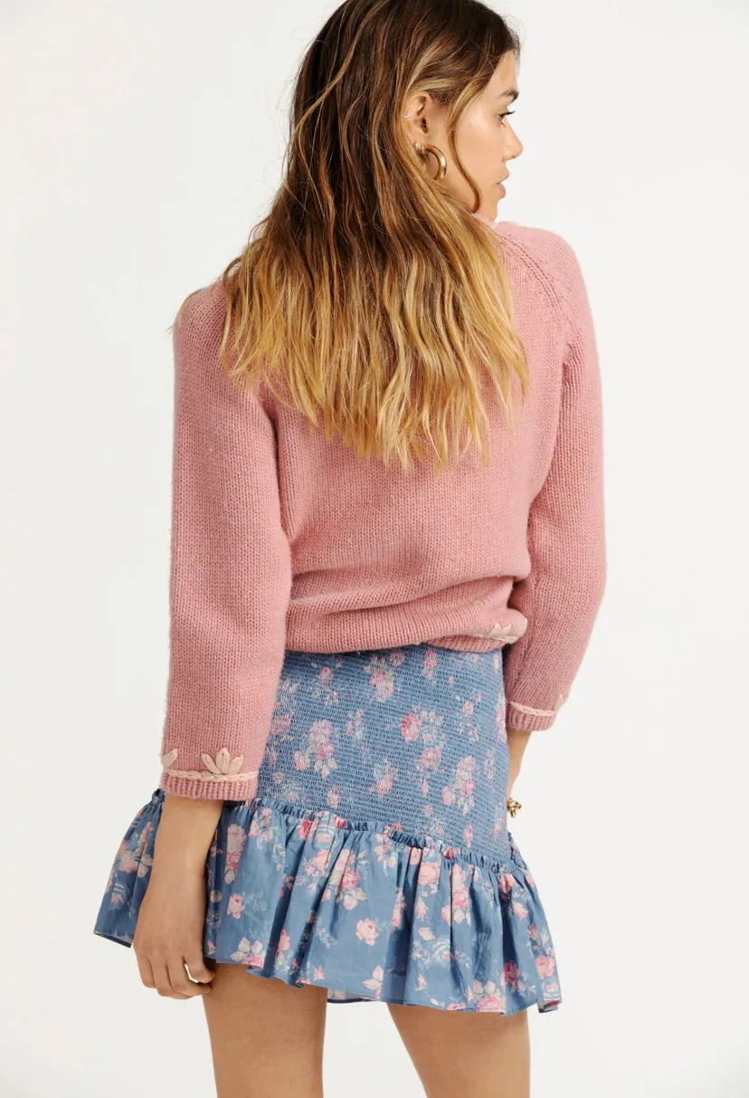 Loveshackfancy - Anguilla Mini Skirt - Faded Denim sold by Jessie Boutique product image thumbnail 3