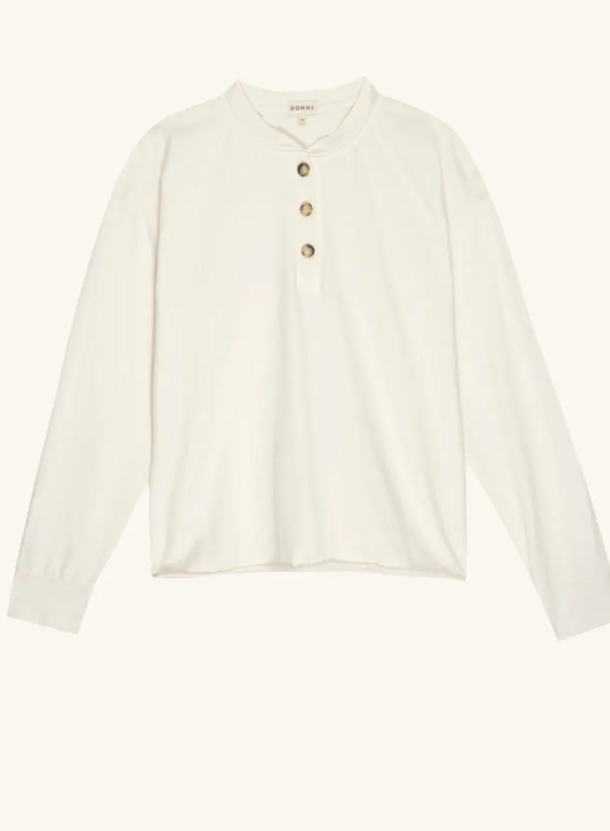 Donni - Henley Long Sleeve Tee In Multiple Colors sold by Jessie Boutique